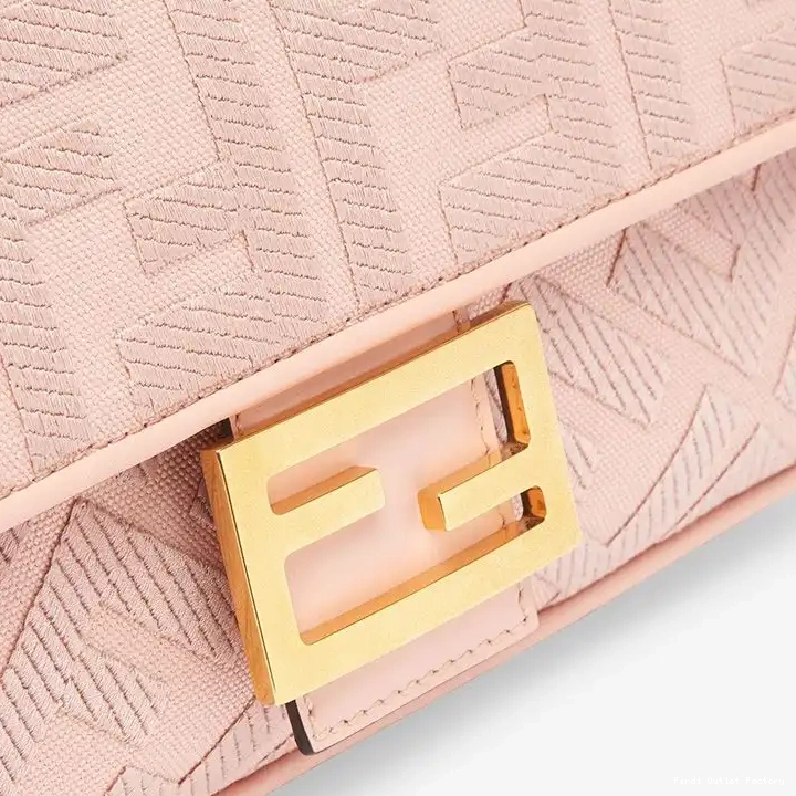 Vintage HOT Fendi FF Baguette Laser Motif In with Pink Bag Canvas Cut Strap Medium 0523